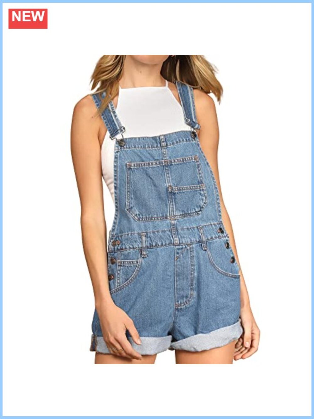 Women's Casual Denim Bib Overall Shorts Cute Summer Shortall Rompers